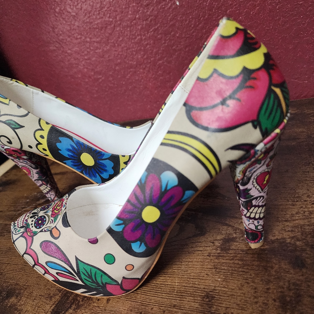Sugar Skull Pumps (Handmade) Size 9.5